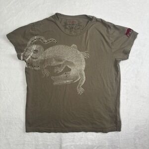 Y2K‎ Anama Alligator Croc Green Short Sleeve Crew Neck Shirt Women's Large